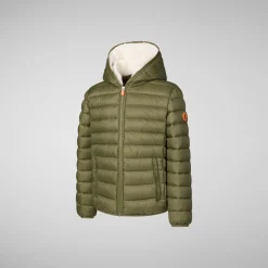 Boys' animal free Puffer jacket with teddy lining Finnegan in dusty olive