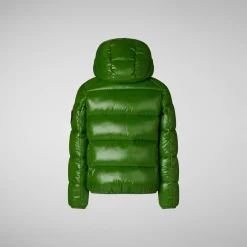 Boys' animal free Puffer jacket Keegan in grass green wolf print