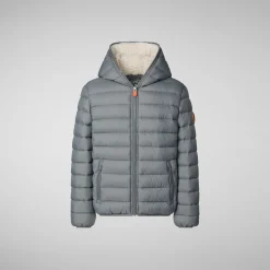 Boys' animal free Puffer jacket with teddy lining Finnegan in mid grey
