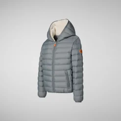 Boys' animal free Puffer jacket with teddy lining Finnegan in mid grey