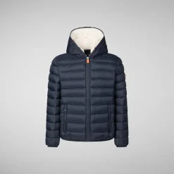 Boys' animal free Puffer jacket with teddy lining Finnegan in blue black
