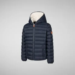 Boys' animal free Puffer jacket with teddy lining Finnegan in blue black