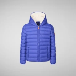 Boys' animal free Puffer jacket with teddy lining Finnegan in gentian blue