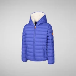 Boys' animal free Puffer jacket with teddy lining Finnegan in gentian blue