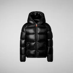 Boys' Hooded Animal free Puffer Jacket Artie in black