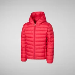Boys' Hooded Animal free Puffer Jacket Dony in Tango Red