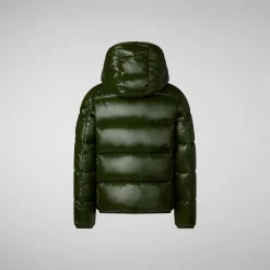Boys' Hooded Animal free Puffer Jacket Artie in Pine Green
