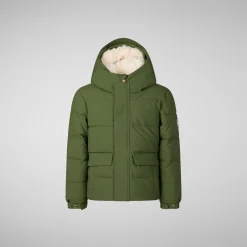 Boys' hooded parka Klaus in moss green