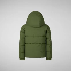 Boys' hooded parka Klaus in moss green