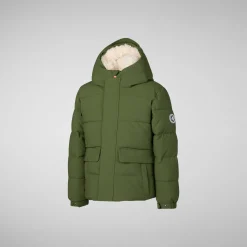 Boys' hooded parka Klaus in moss green