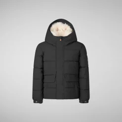Boys' hooded parka Klaus in black
