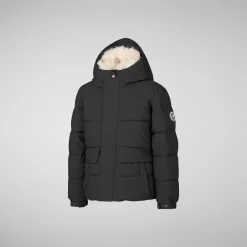 Boys' hooded parka Klaus in black