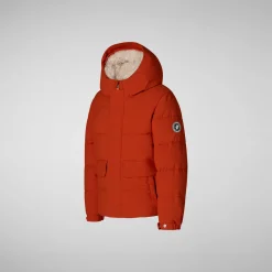 Boys' hooded parka Klaus in maple orange