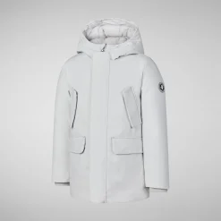 Boys' hooded parka Theo in fog grey