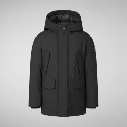 Boys' hooded parka Theo in black