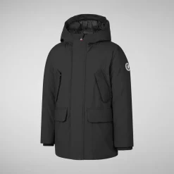 Boys' hooded parka Theo in black