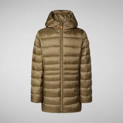 Girls' animal free Puffer jacket Maggy in husk green