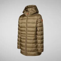 Girls' animal free Puffer jacket Maggy in husk green