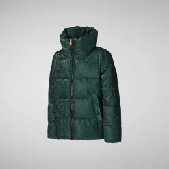 Girls' animal free Puffer jacket Quily in land green