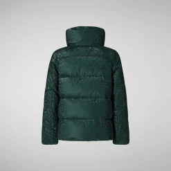Girls' animal free Puffer jacket Quily in land green