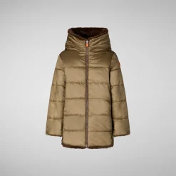 Girls' animal free Puffer jacket Flora in teddy brown
