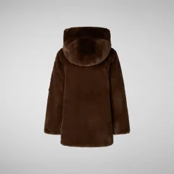 Girls' animal free Puffer jacket Flora in teddy brown