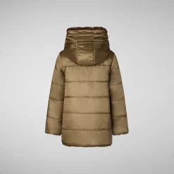 Girls' animal free Puffer jacket Flora in teddy brown