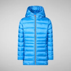 Girls' animal free Puffer jacket Maggy in cerulean blue