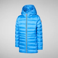 Girls' animal free Puffer jacket Maggy in cerulean blue