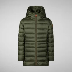 Girls' animal free Puffer jacket Maggy in pine green