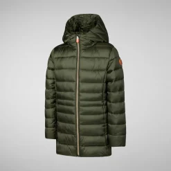 Girls' animal free Puffer jacket Maggy in pine green