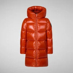 Girls' animal free Puffer jacket Millie in maple orange