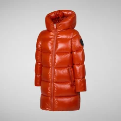 Girls' animal free Puffer jacket Millie in maple orange