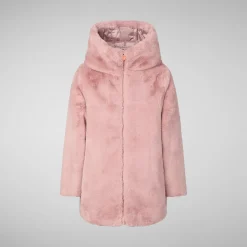 Girls' animal free Puffer jacket Flora in blush pink