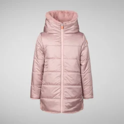 Girls' animal free Puffer jacket Flora in blush pink