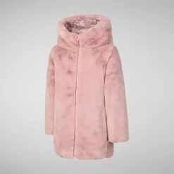 Girls' animal free Puffer jacket Flora in blush pink