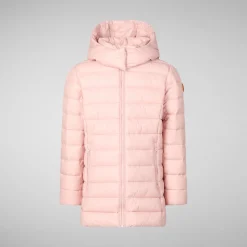 Girls' animal free puffer jacket Pricilla in blush pink