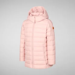 Girls' animal free puffer jacket Pricilla in blush pink