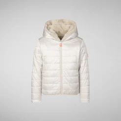 Girls' hooded reversible jacket Chloe in rainy beige