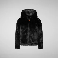 Girls' hooded reversible jacket Chloe in black