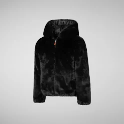 Girls' hooded reversible jacket Chloe in black