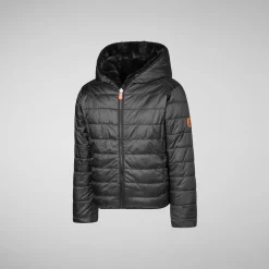 Girls' hooded reversible jacket Chloe in black