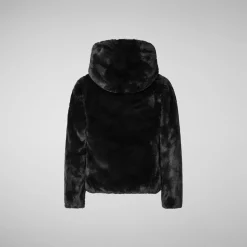 Girls' hooded reversible jacket Chloe in black