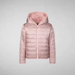 Girls' hooded reversible jacket Chloe in blush pink