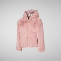 Girls' hooded reversible jacket Chloe in blush pink