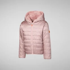 Girls' hooded reversible jacket Chloe in blush pink