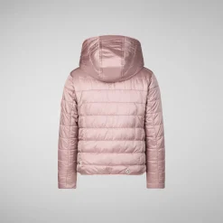 Girls' hooded reversible jacket Chloe in blush pink