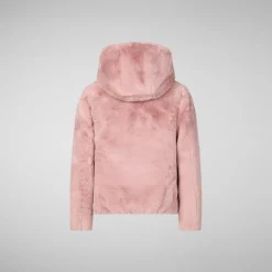 Girls' hooded reversible jacket Chloe in blush pink