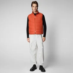 Men's  Adam Puffer Vest in Ginger Orange