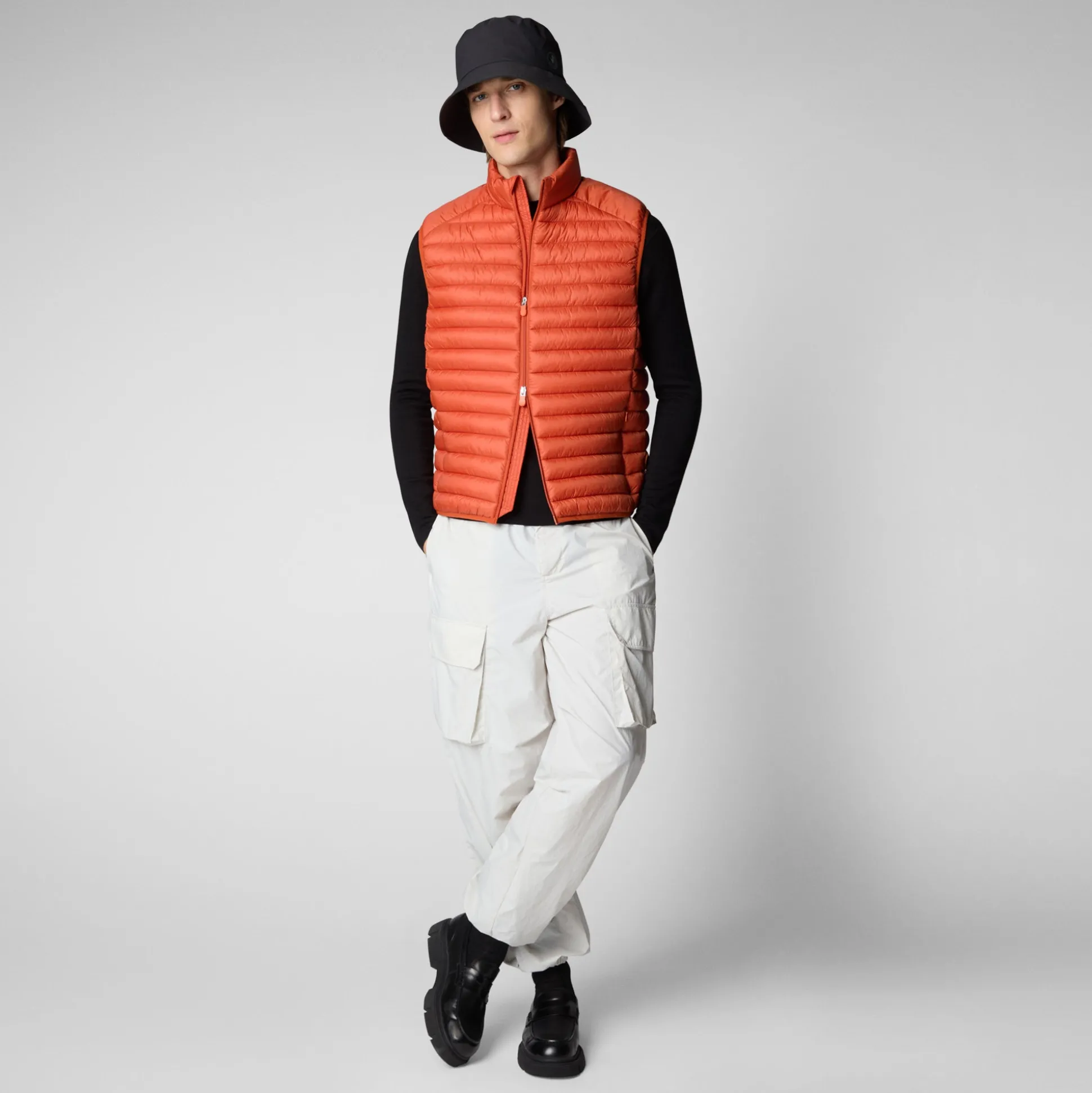 Men's Adam Puffer Vest in Ginger Orange